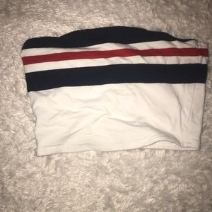 White with stripes crop top